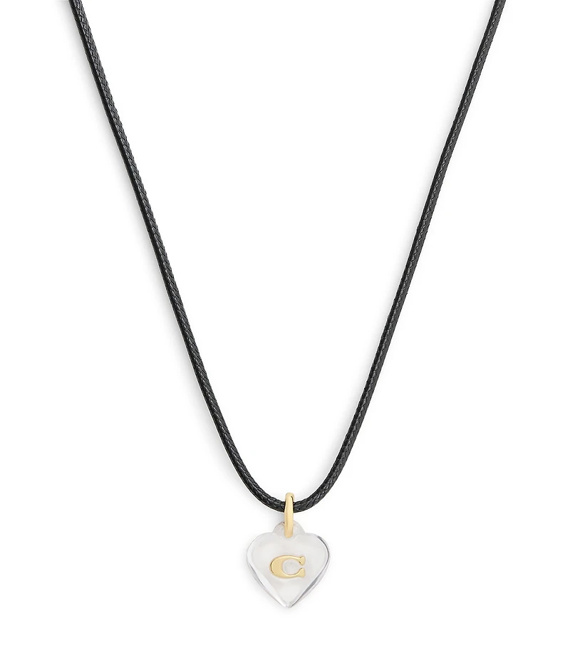 COACH Signature C Resin Heart Short Pendant Necklace