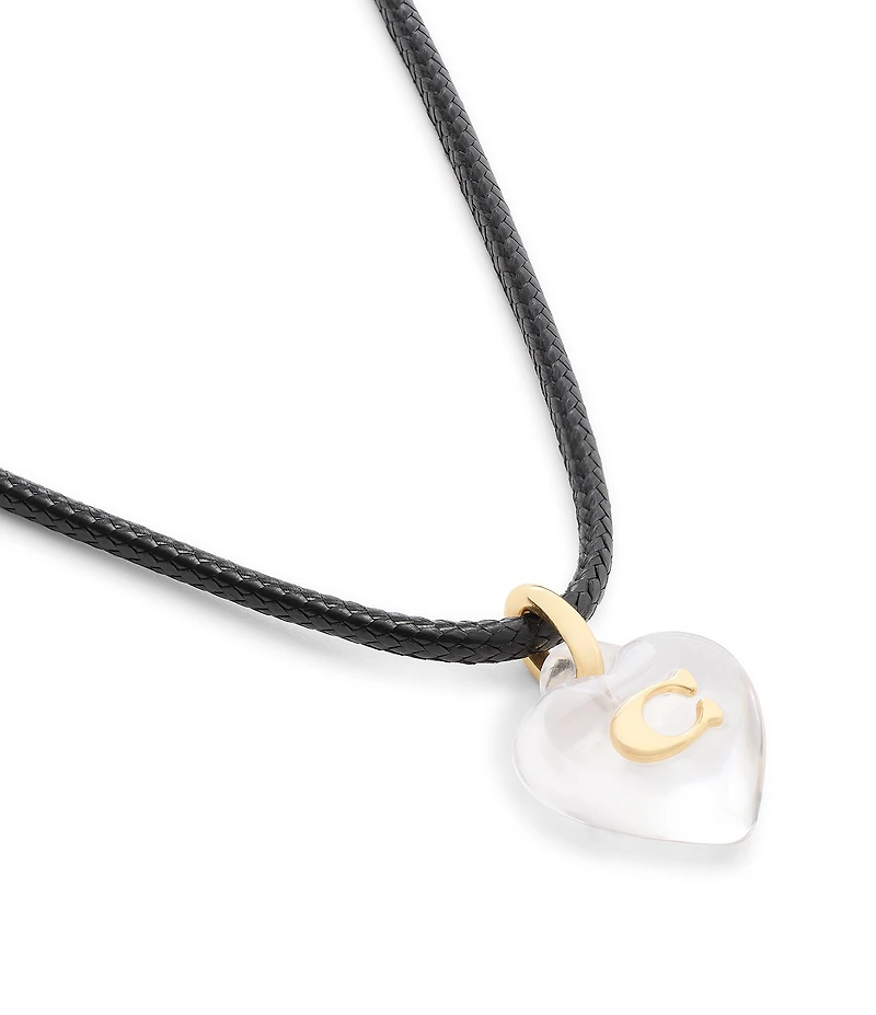 COACH Signature C Resin Heart Short Pendant Necklace