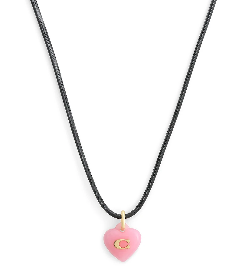 COACH Signature C Resin Heart Short Pendant Necklace