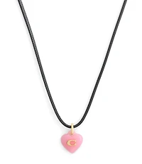 COACH Signature C Resin Heart Short Pendant Necklace