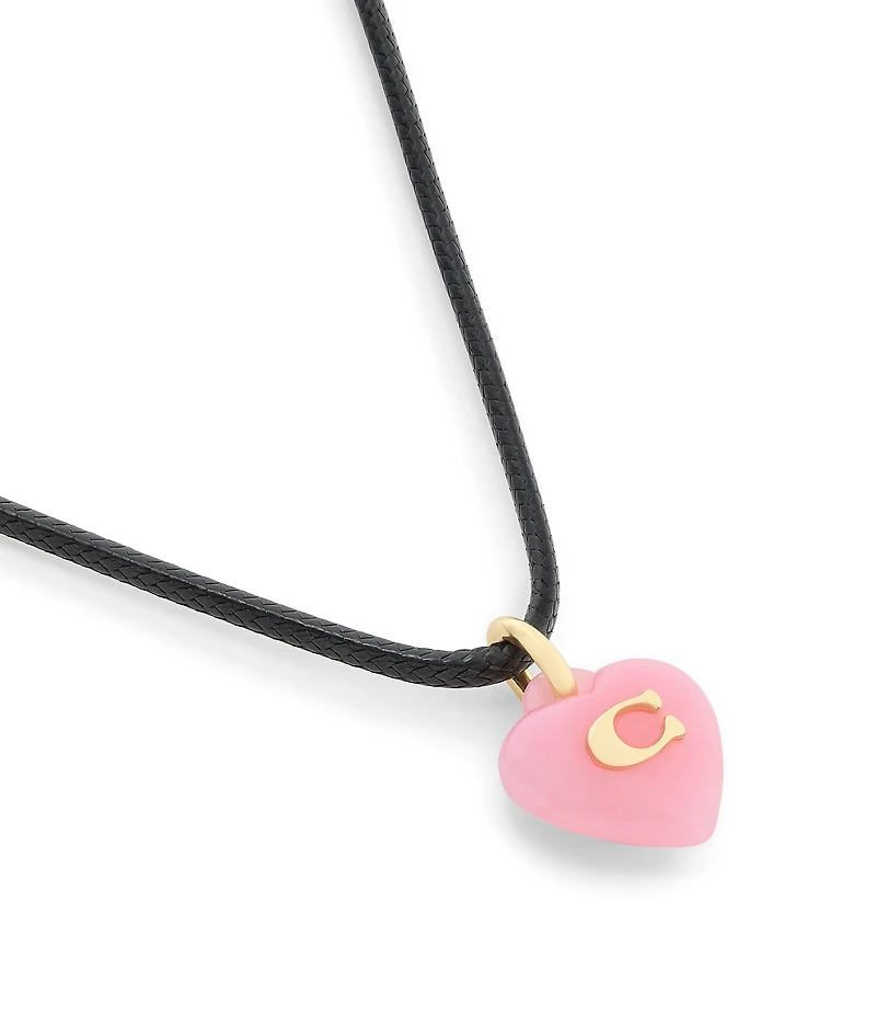 COACH Signature C Resin Heart Short Pendant Necklace