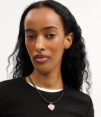 COACH Signature C Resin Heart Short Pendant Necklace