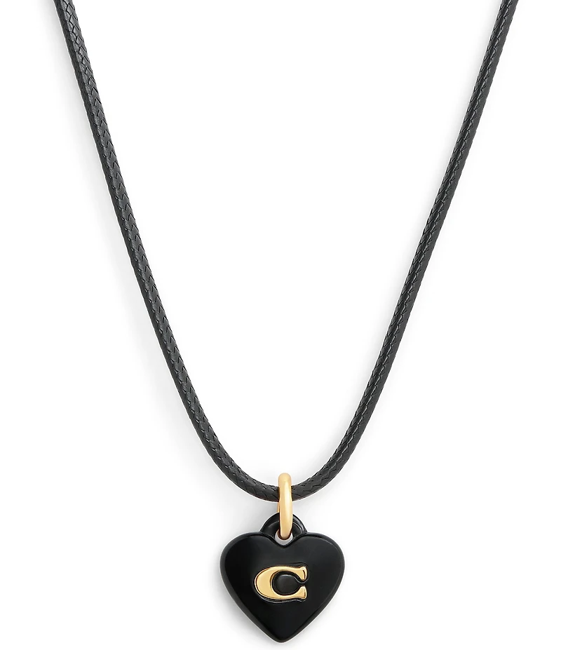 COACH Signature C Resin Heart Short Pendant Necklace