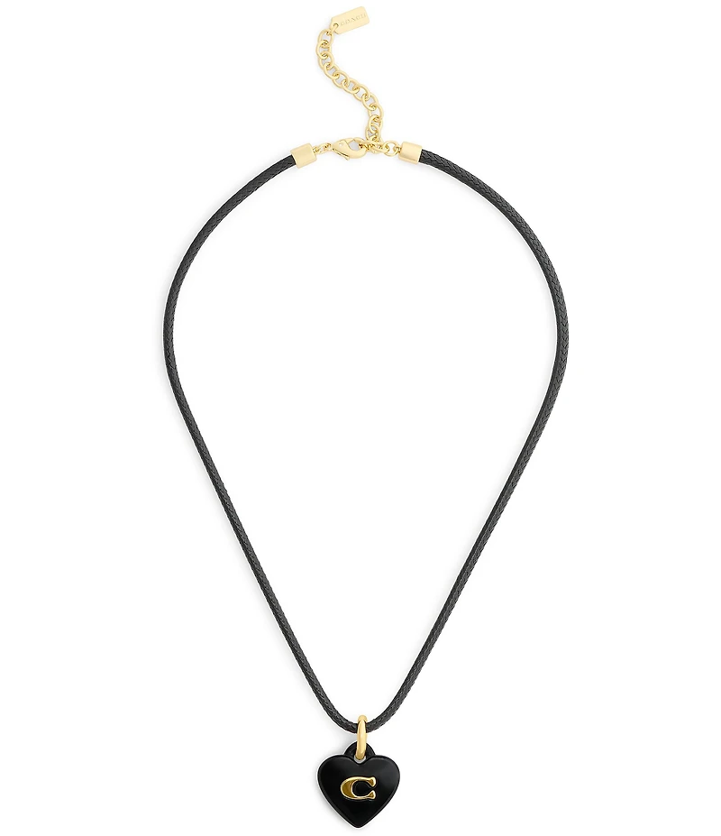COACH Signature C Resin Heart Short Pendant Necklace