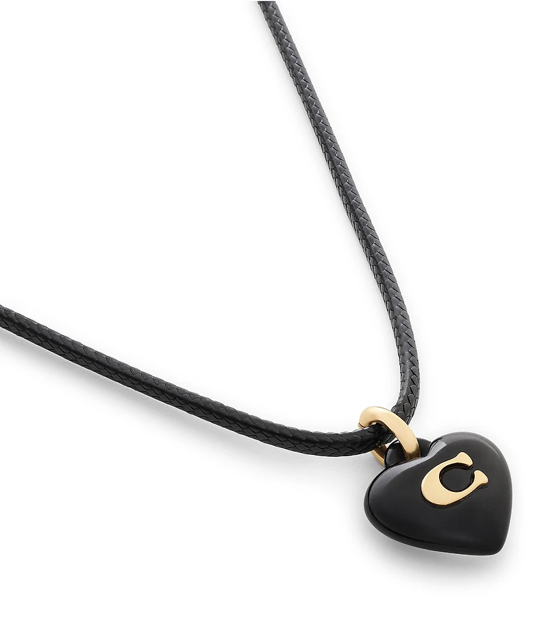 COACH Signature C Resin Heart Short Pendant Necklace