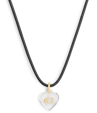 COACH Signature C Resin Heart Short Pendant Necklace