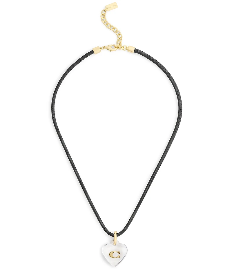 COACH Signature C Resin Heart Short Pendant Necklace