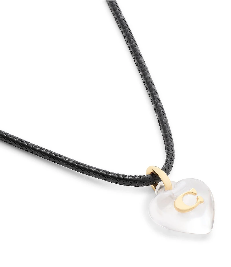 COACH Signature C Resin Heart Short Pendant Necklace