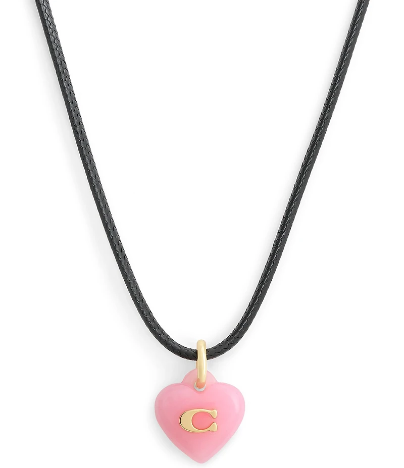 COACH Signature C Resin Heart Short Pendant Necklace