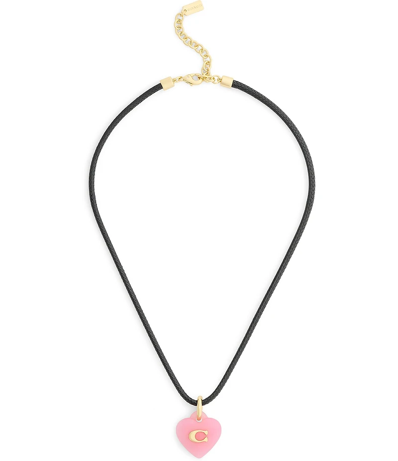 COACH Signature C Resin Heart Short Pendant Necklace