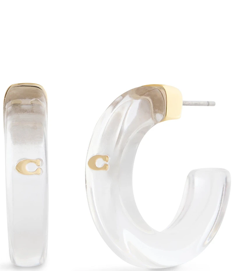 COACH Signature C Resin Hoop Earrings