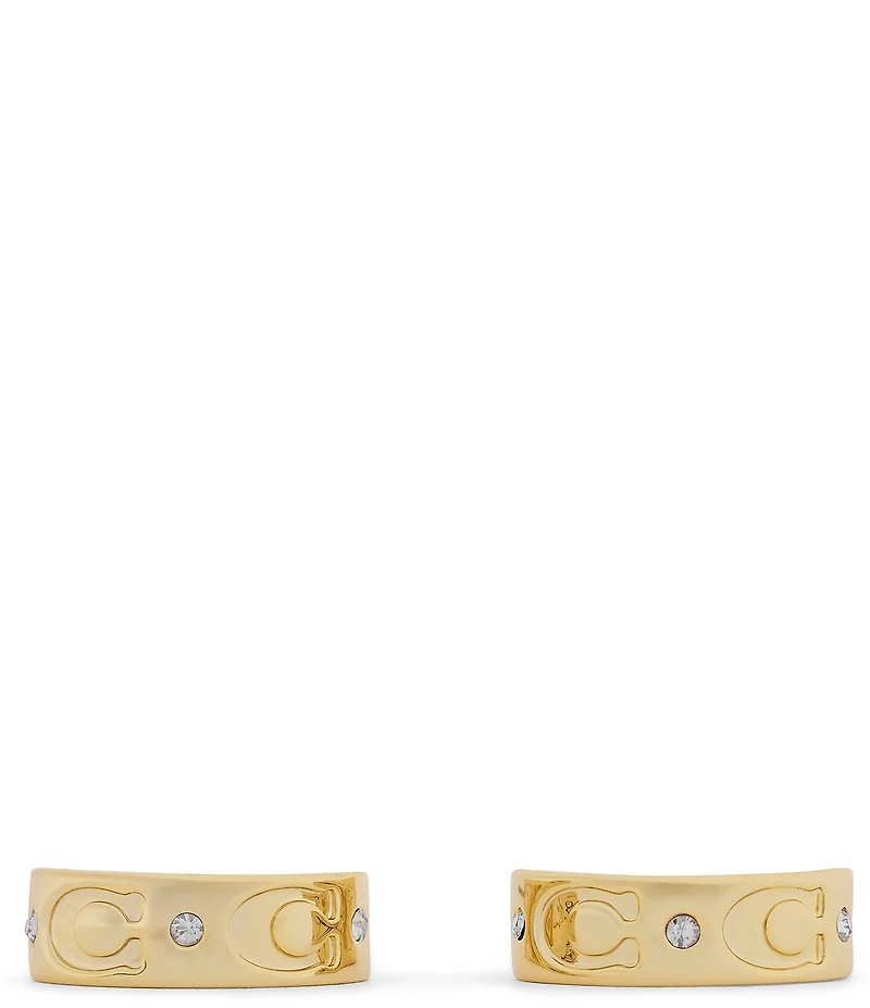 COACH Signature C Stone Huggie Hoop Earrings