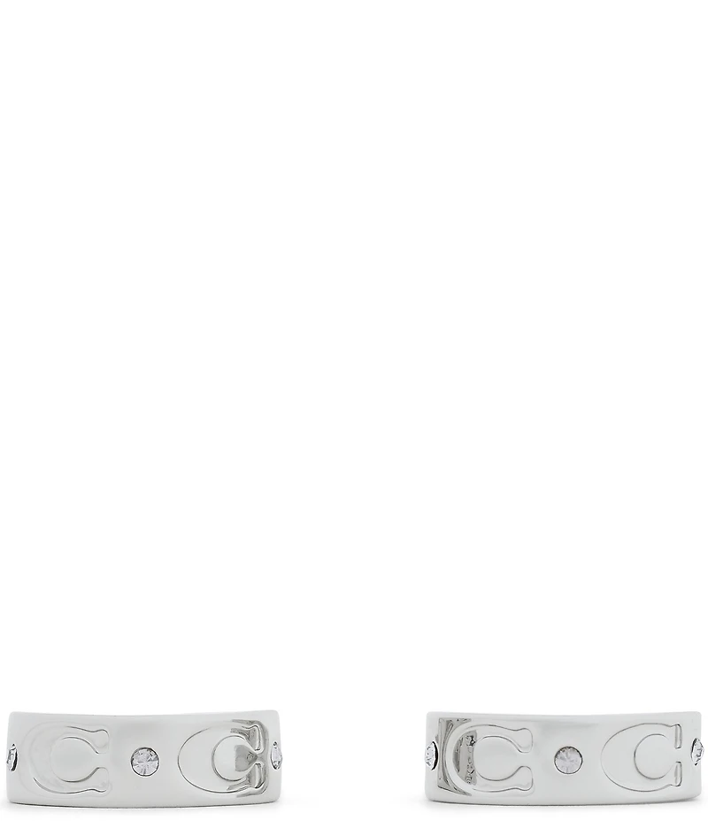 COACH Signature C Stone Huggie Hoop Earrings