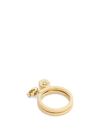 COACH Signature C Tea Rose Charm Duo Stacked Ring Set