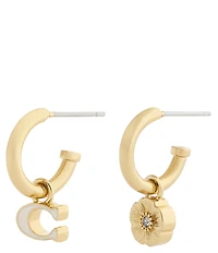 COACH Signature C Tea Rose Mismatch Hoop Earrings