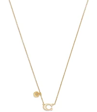 COACH Signature C Tea Rose Short Pendant Necklace