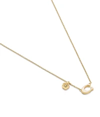 COACH Signature C Tea Rose Short Pendant Necklace