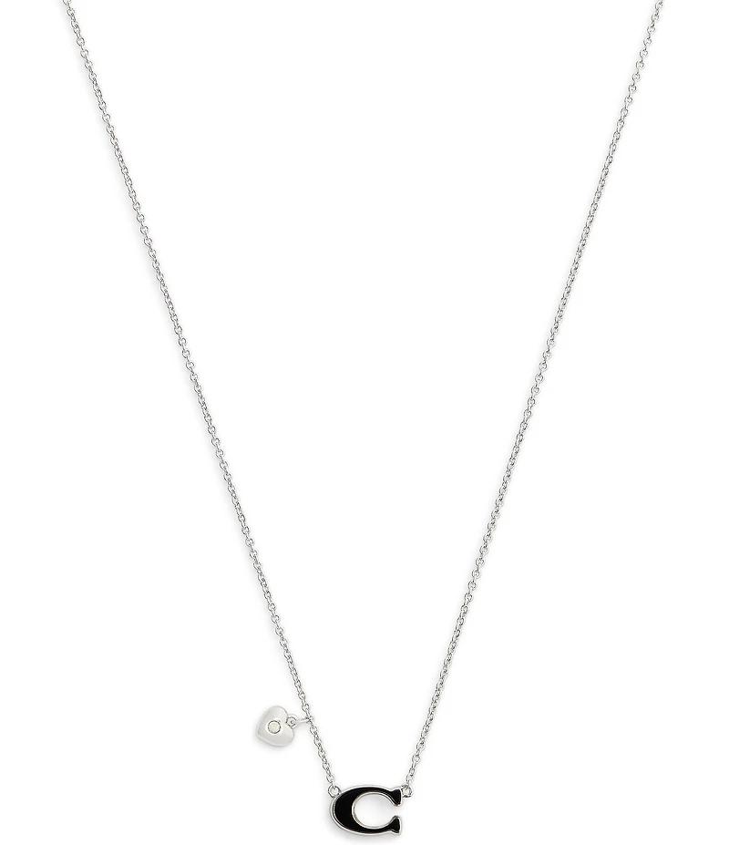 COACH Signature C Tea Rose Short Pendant Necklace