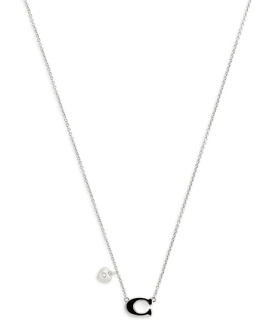COACH Signature C Tea Rose Short Pendant Necklace