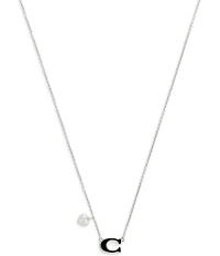 COACH Signature C Tea Rose Short Pendant Necklace