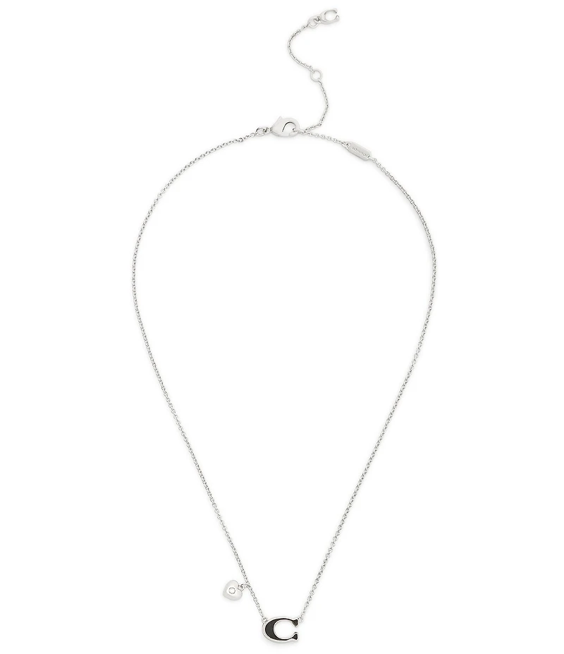 COACH Signature C Tea Rose Short Pendant Necklace