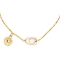COACH Signature C Tea Rose Strand Line Bracelet