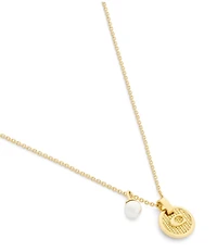 COACH Signature C Textured Coin Short Pendant Necklace