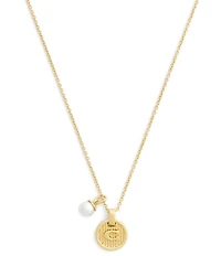 COACH Signature C Textured Coin Short Pendant Necklace