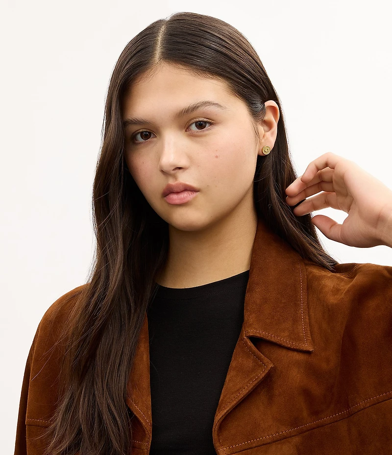 COACH Signature C Textured Coin Stud Earrings