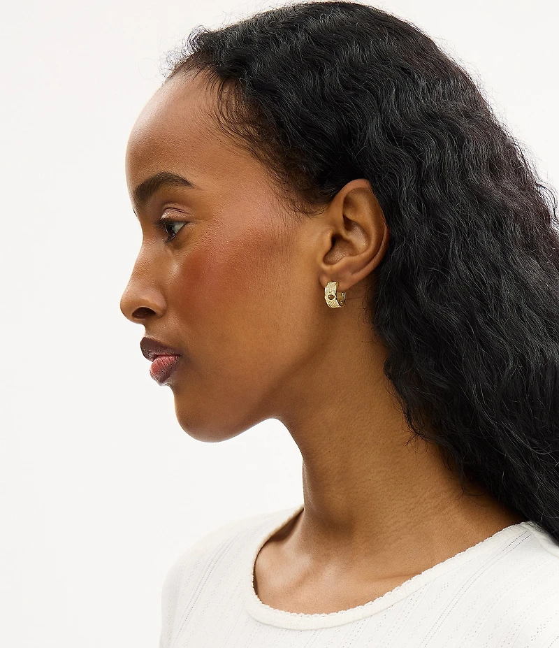 COACH Signature C Textured Huggie Hoop Earrings