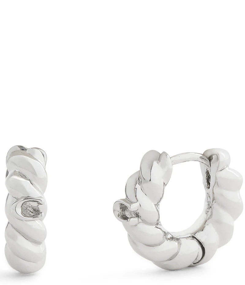 COACH Signature C Twisted Huggie Hoop Earrings