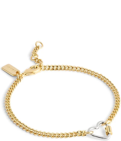 COACH Signature Carabiner Heart Link Line Bracelet