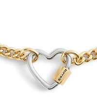 COACH Signature Carabiner Heart Link Line Bracelet
