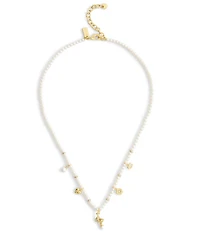 COACH Signature Cat Charm Pearl Strand Collar Necklace