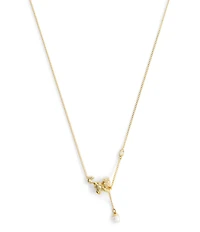COACH Signature Cat Pearl Drop Short Pendant Necklace