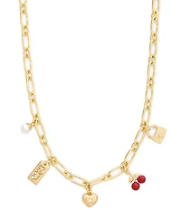 COACH Signature Cherry Charm Bib Collar Necklace