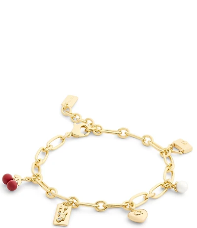 COACH Signature Cherry Charm Link Line Bracelet