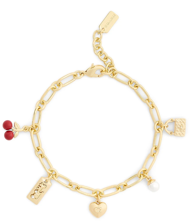 COACH Signature Cherry Charm Link Line Bracelet