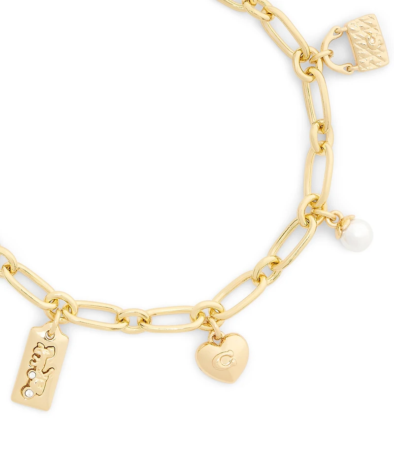 COACH Signature Cherry Charm Link Line Bracelet