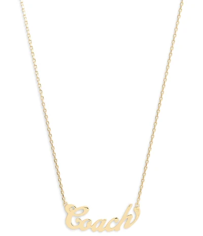 COACH Signature Coach Name Plate Short Pendant Necklace