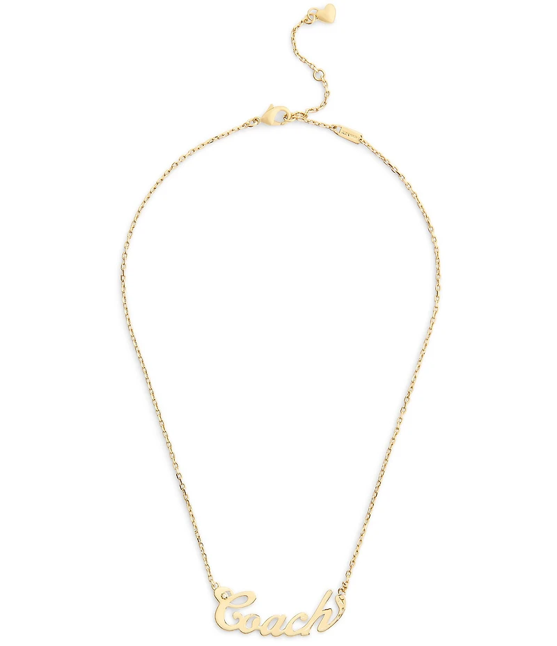COACH Signature Coach Name Plate Short Pendant Necklace
