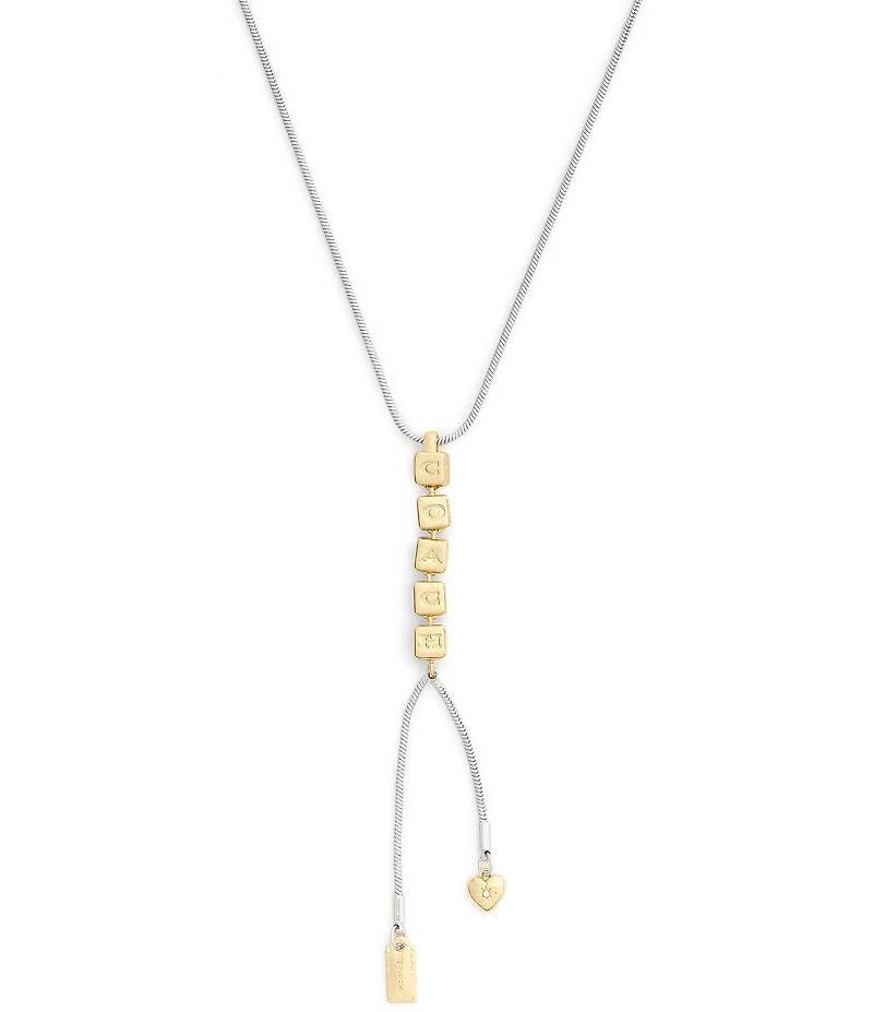 COACH Signature COACH Two Tone Cube Y Necklace
