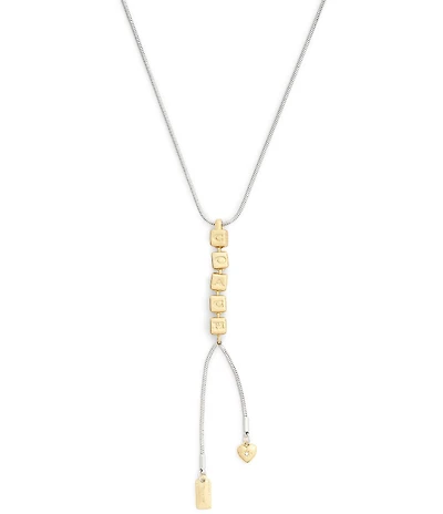 COACH Signature COACH Two Tone Cube Y Necklace