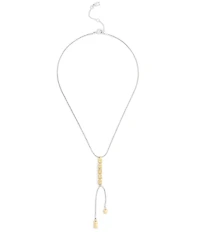 COACH Signature COACH Two Tone Cube Y Necklace