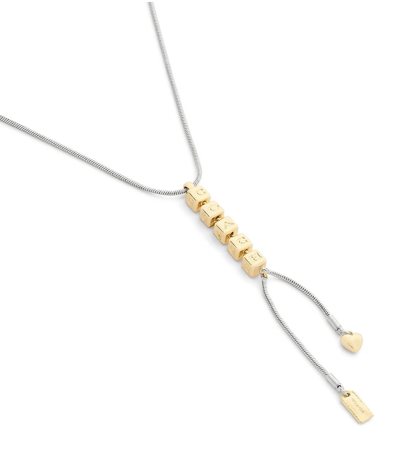 COACH Signature COACH Two Tone Cube Y Necklace
