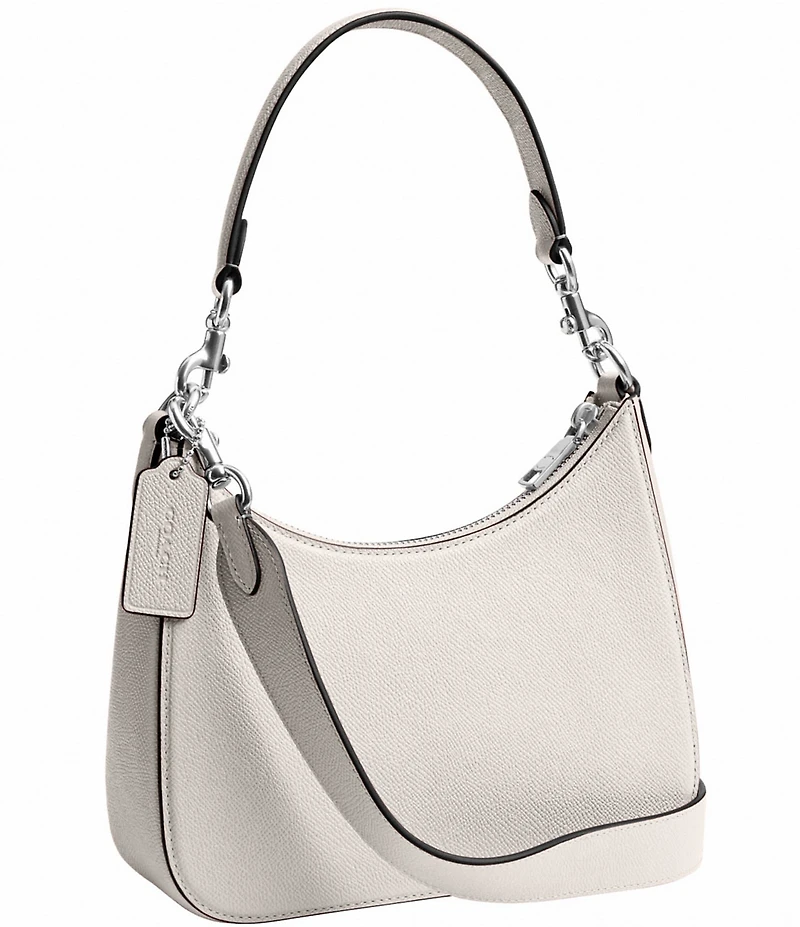COACH Signature Coated Canvas Silver Zip Crossbody Shoulder Bag