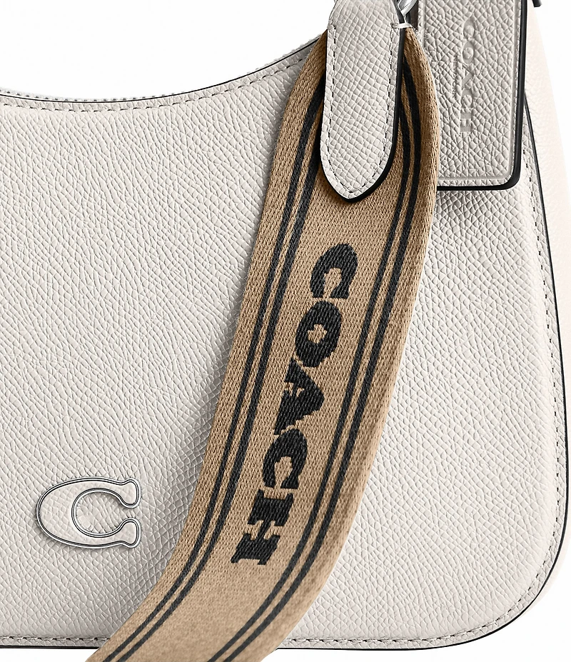 COACH Signature Coated Canvas Silver Zip Crossbody Shoulder Bag