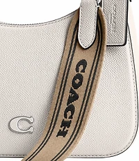 COACH Signature Coated Canvas Silver Zip Crossbody Shoulder Bag