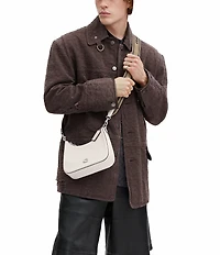 COACH Signature Coated Canvas Silver Zip Crossbody Shoulder Bag