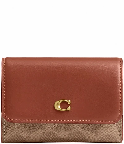 COACH Signature Coated Canvas Essential Flap Card Case